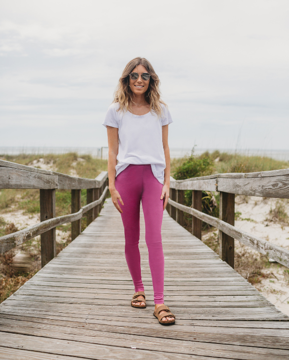 Women's Soft 100% Cotton Petite Leggings | Plum