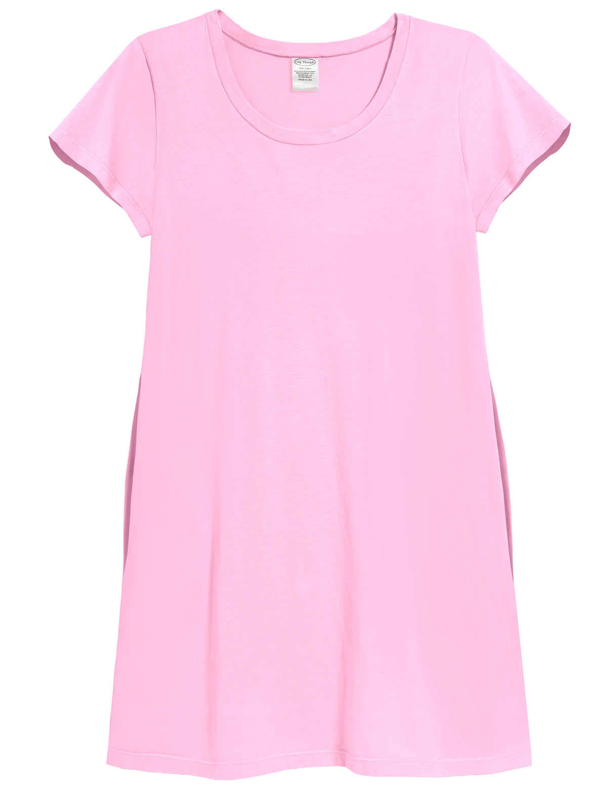 Women's Soft Supima Cotton Easy Cover-Up T-Shirt Pocket Dress | Bright Light Pink