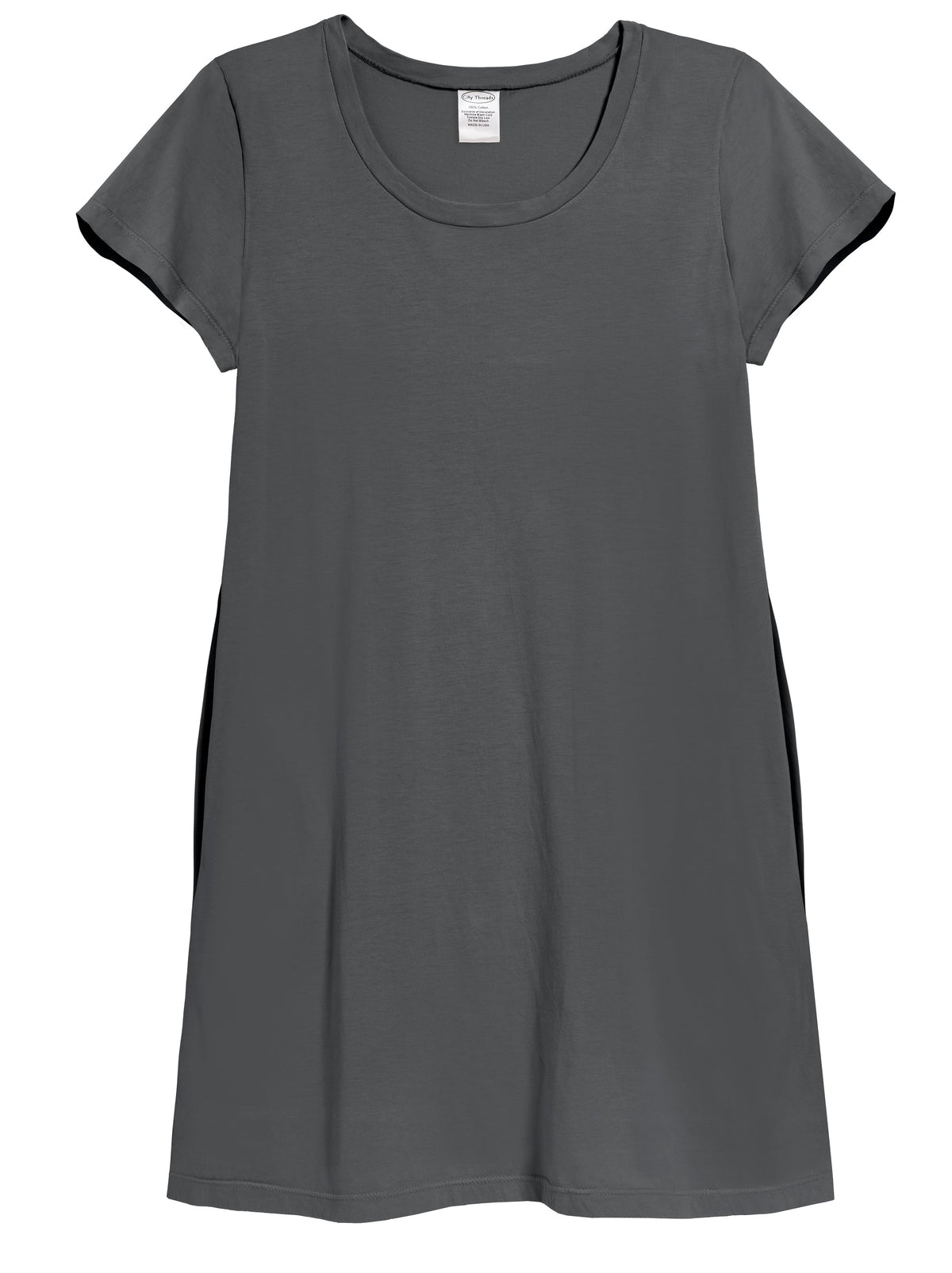 Women's Soft Supima Cotton Easy Cover-Up T-Shirt Pocket Dress | Charcoal