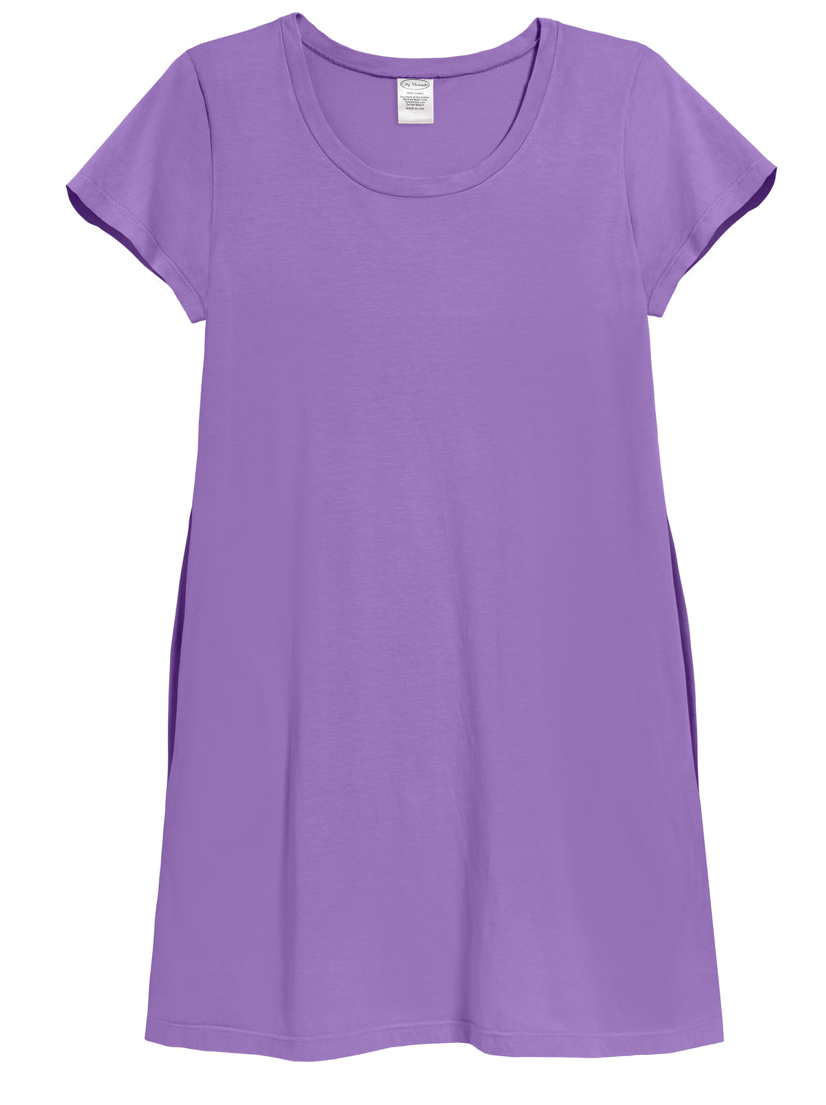Women&#39;s Soft Supima Cotton Easy Cover-Up T-Shirt Pocket Dress | Deep Purple