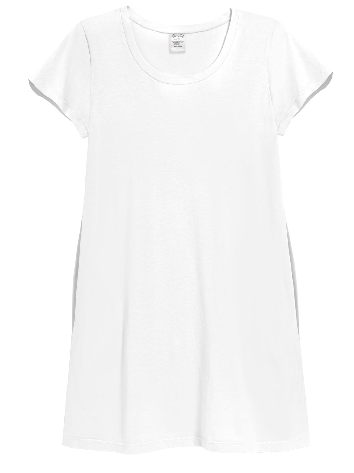 Women's Soft Supima Cotton Easy Cover-Up T-Shirt Pocket Dress | White