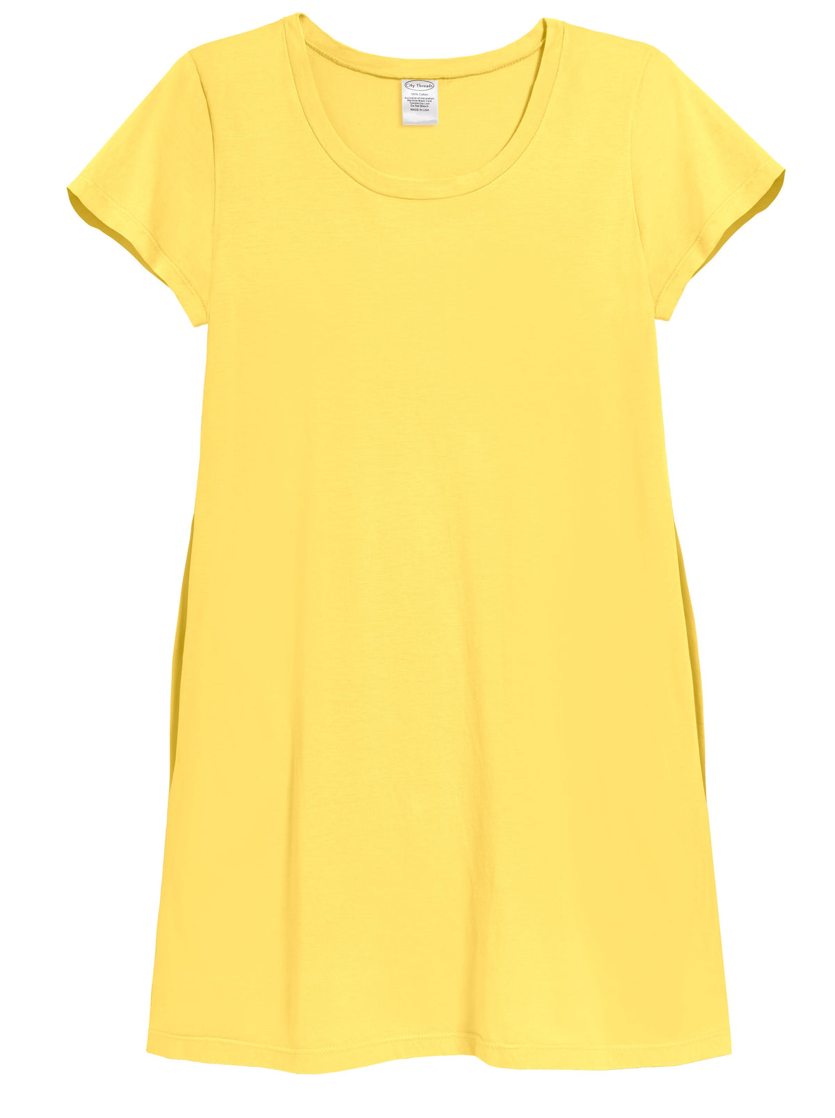 Women's Soft Supima Cotton Easy Cover-Up T-Shirt Pocket Dress | Yellow