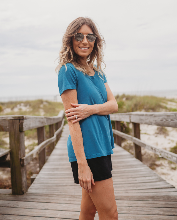 Women's Soft Supima Cotton Short Sleeve Everyday Comfy Crew Tee | Teal