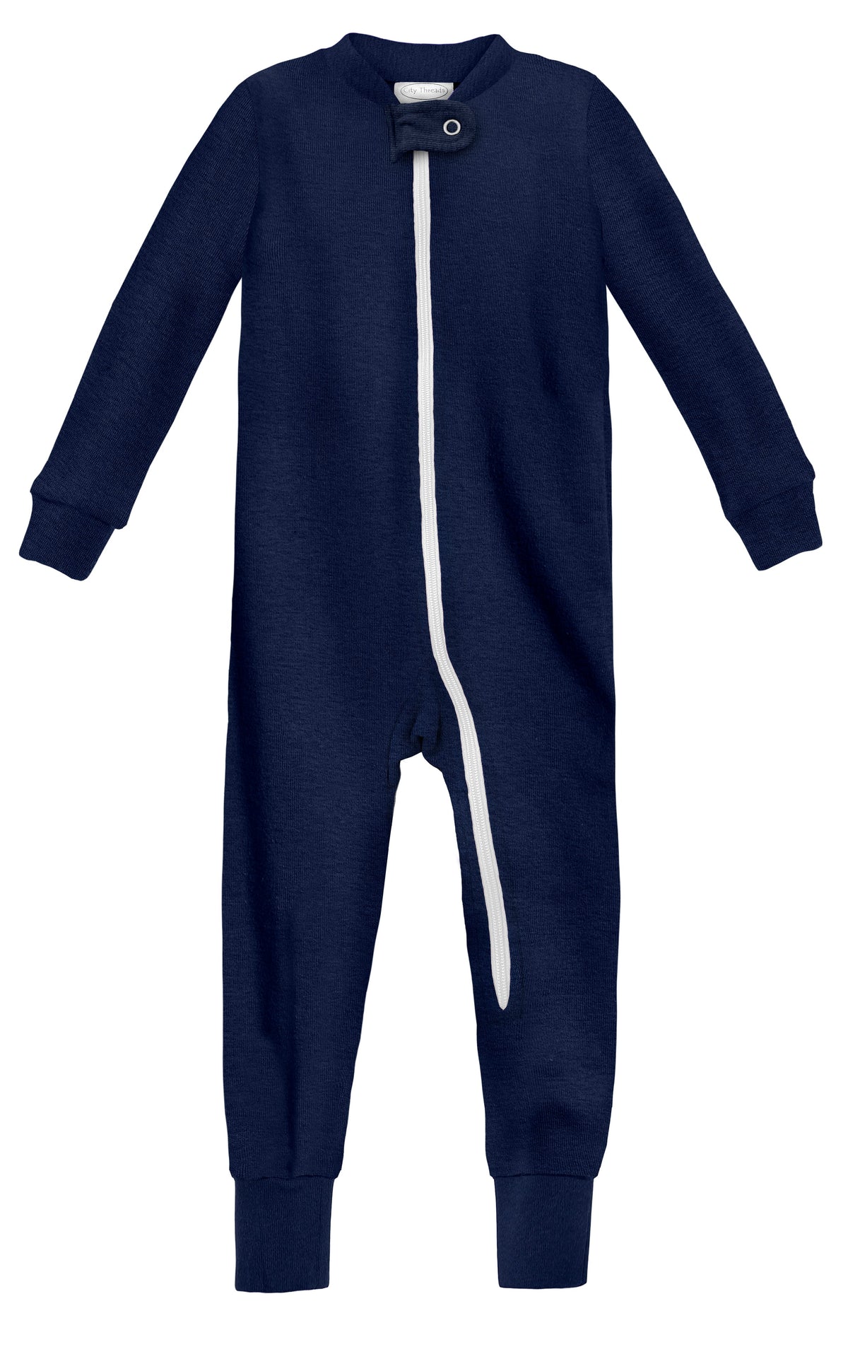 Super-Soft Organic Cotton Footless Zip Footie| Navy