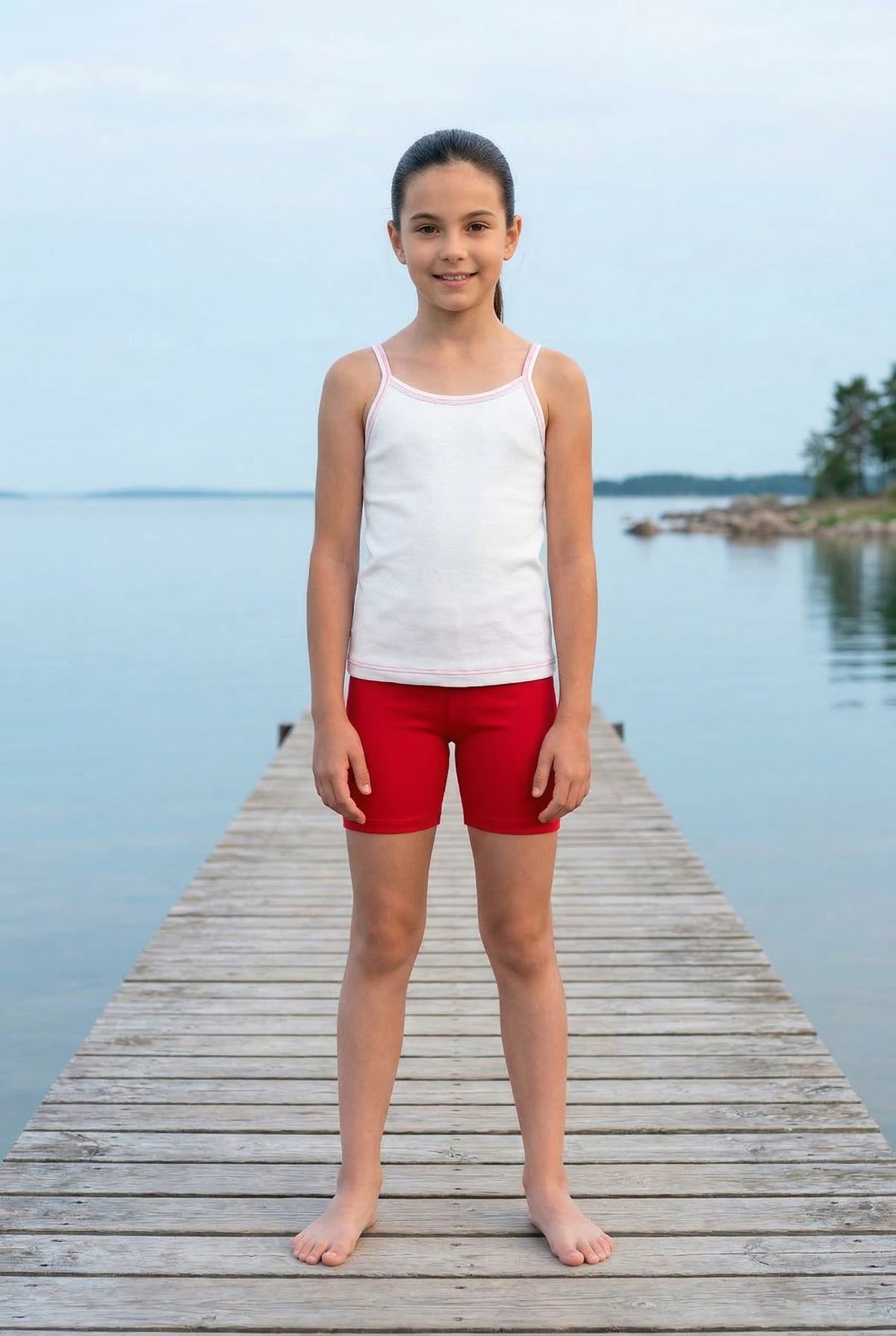 Girls Soft 100% Cotton Bike Shorts | Red