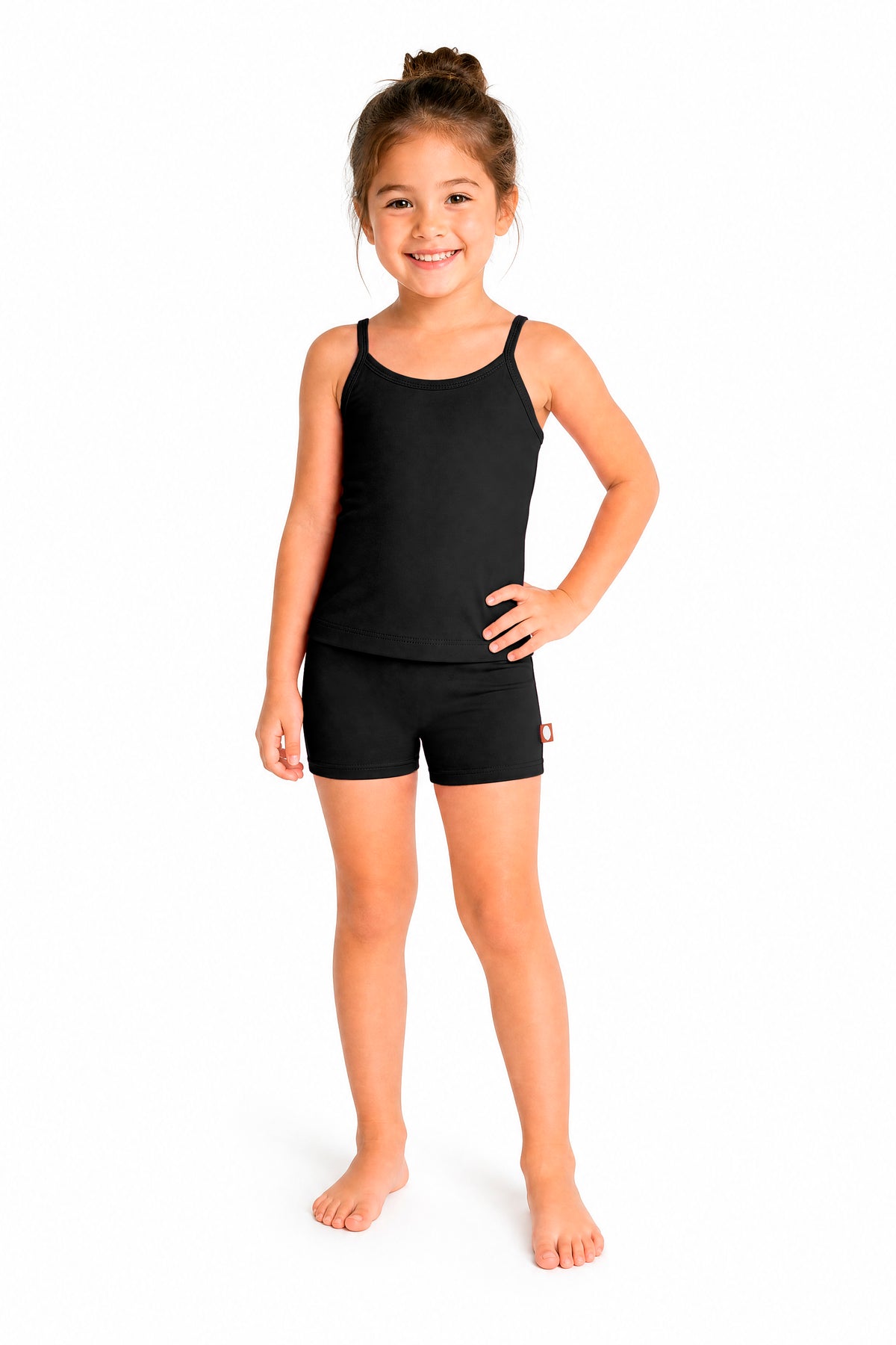 Girls UPF 50+ Swim Cami & Boy Short 2-Piece Set | Black