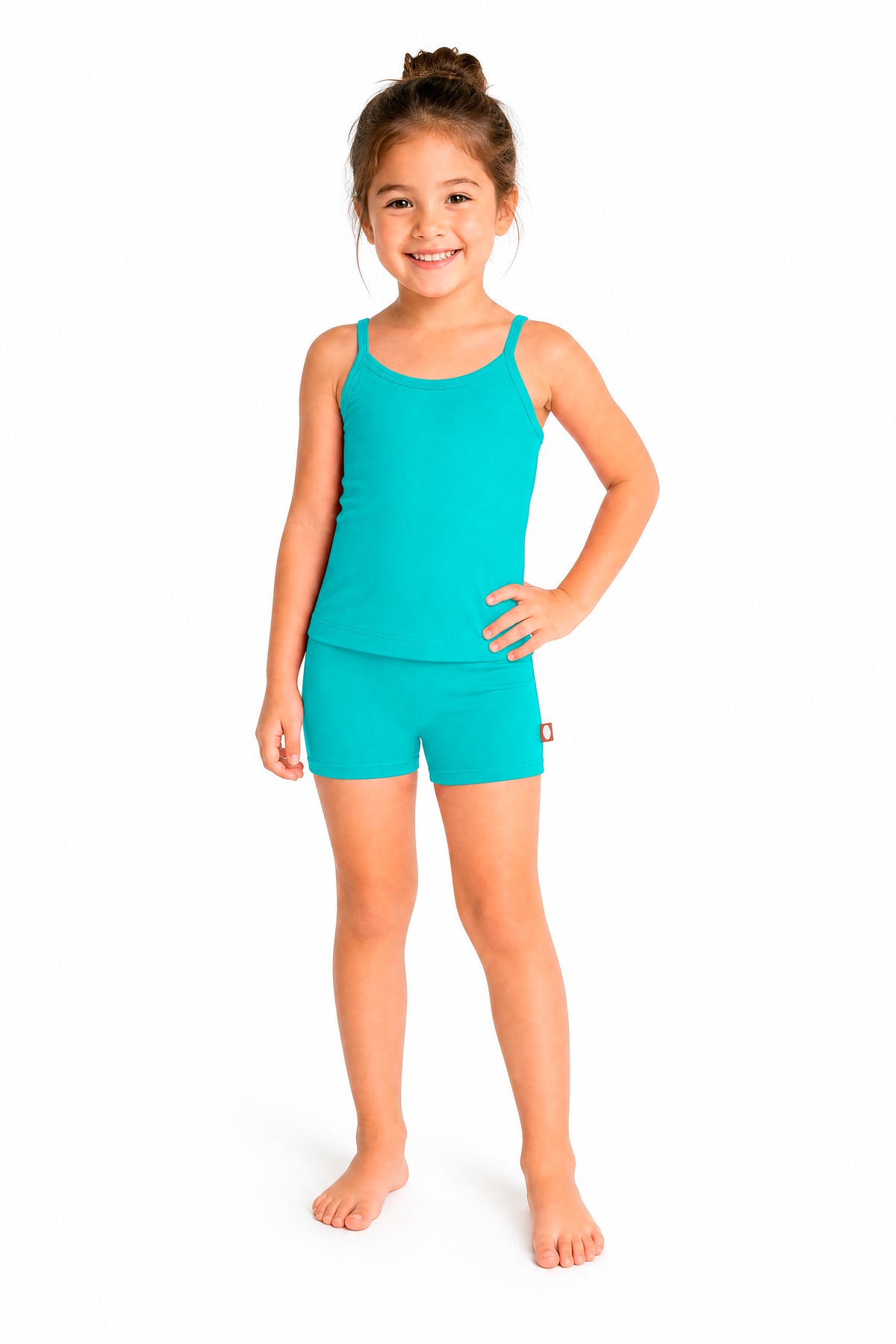 Girls UPF 50+ Swim Cami & Boy Short 2-Piece Set | Turquoise