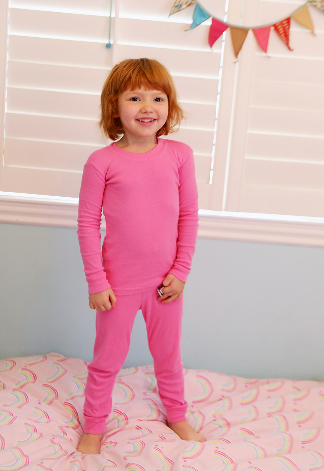 Boys and Girls Soft Organic Cotton Snug Fit Pajama Sets   | Medium Pink