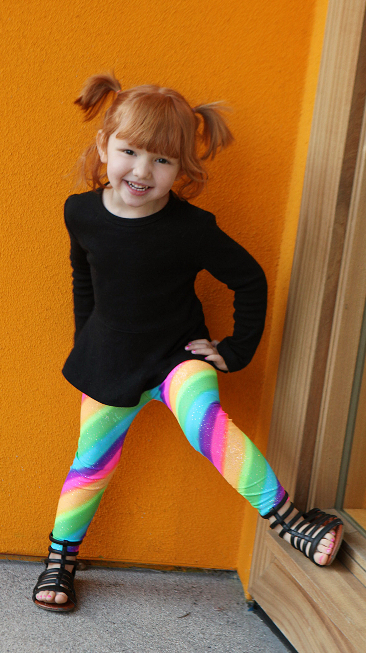 Girls Novelty Stretch Leggings  | Rainbow Sparkle