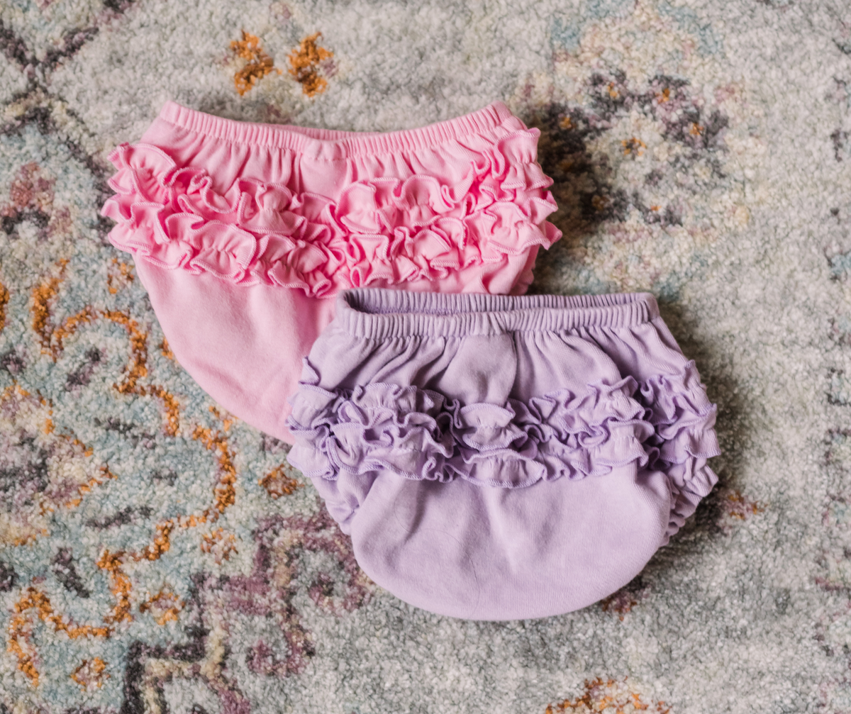 Girls Soft Cotton Ruffle Diaper Cover | Lavender