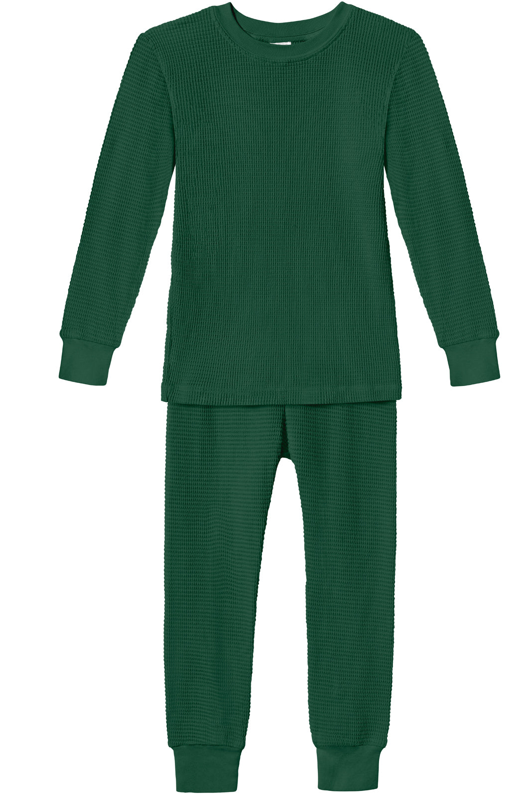 Boys and Girls 100% Cotton Soft &amp; Warm Heavier Thermal Long John Set | Forest Green