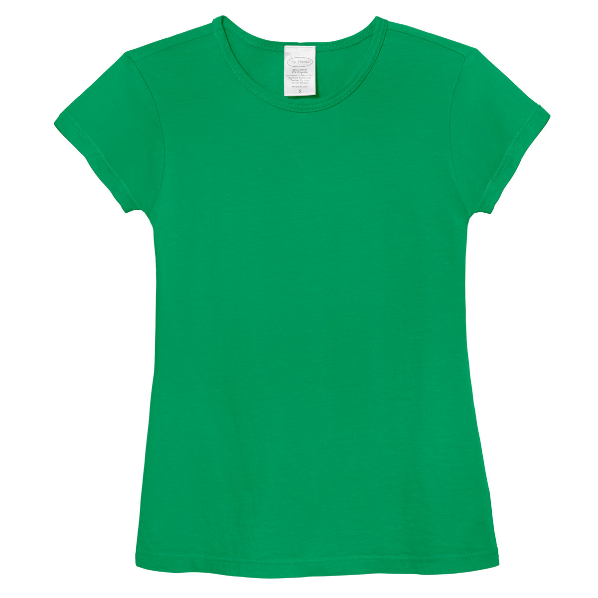 Girls Soft Cotton Jersey Cap Sleeve Crew Tee | Elf Green