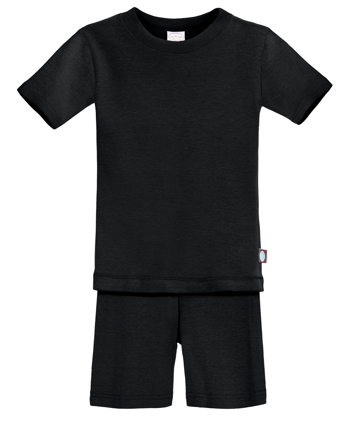 Boys and Girls Soft Organic Cotton Short Sleeve Snug Fit Pajama Set | Black