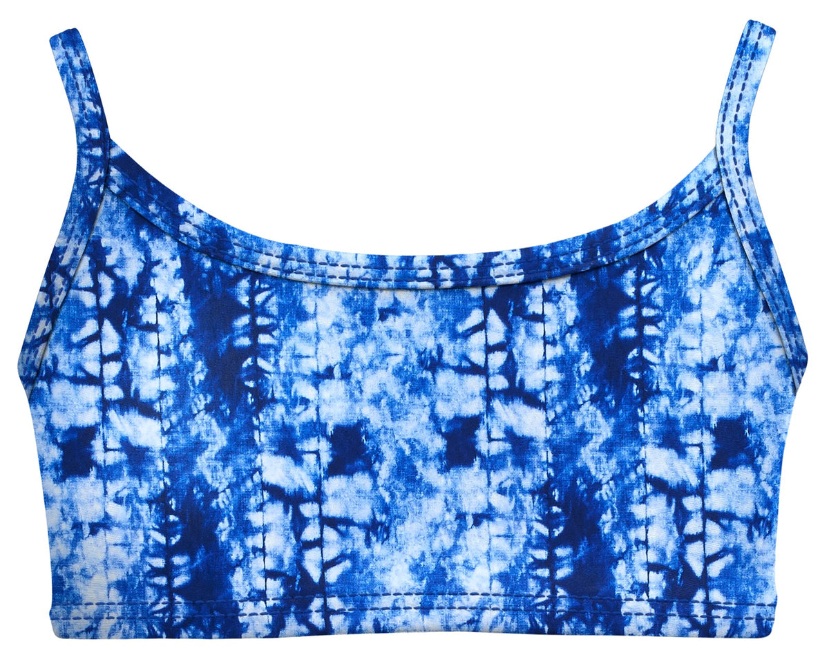 Girls UPF 50+ Printed Bikini Swim Top | Water Cascade