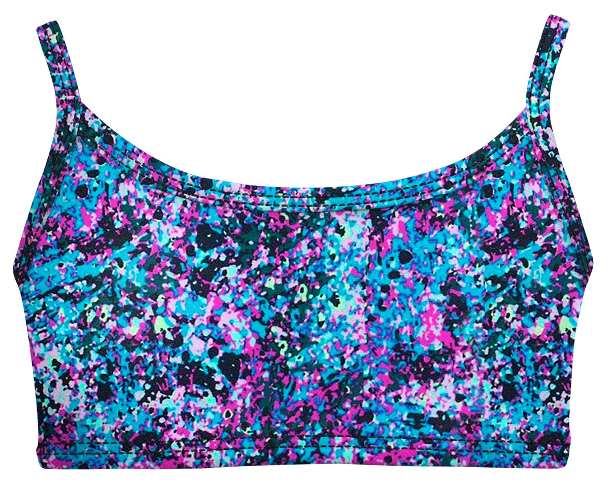 Girls UPF 50+ Printed Bikini Swim Top | Splatter