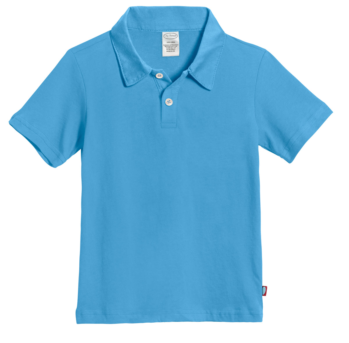 Boys Soft Cotton Jersey 2-Button Short Sleeve Polo Shirt | Sea