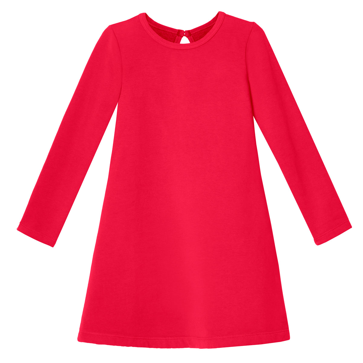 Girls Lightweight Soft Cotton Fleece A-Line Dress| Candy Apple