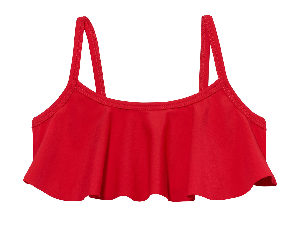 Girls UPF 50+ Flounce Bikini Top | Red