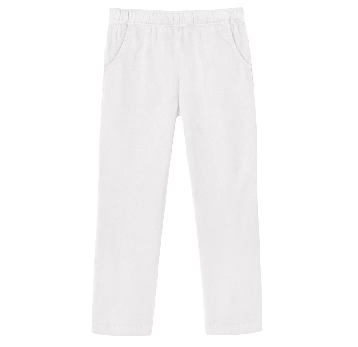 Girls Soft Cotton UPF 50+ Jersey Pocket Pants | White
