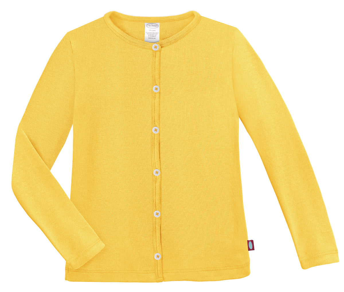 Girls Soft Cotton Button-Down Cardigan | Yellow