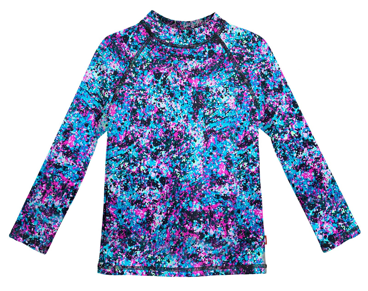 Girls UPF 50+ Printed Long Sleeve Rashguard | Splatter