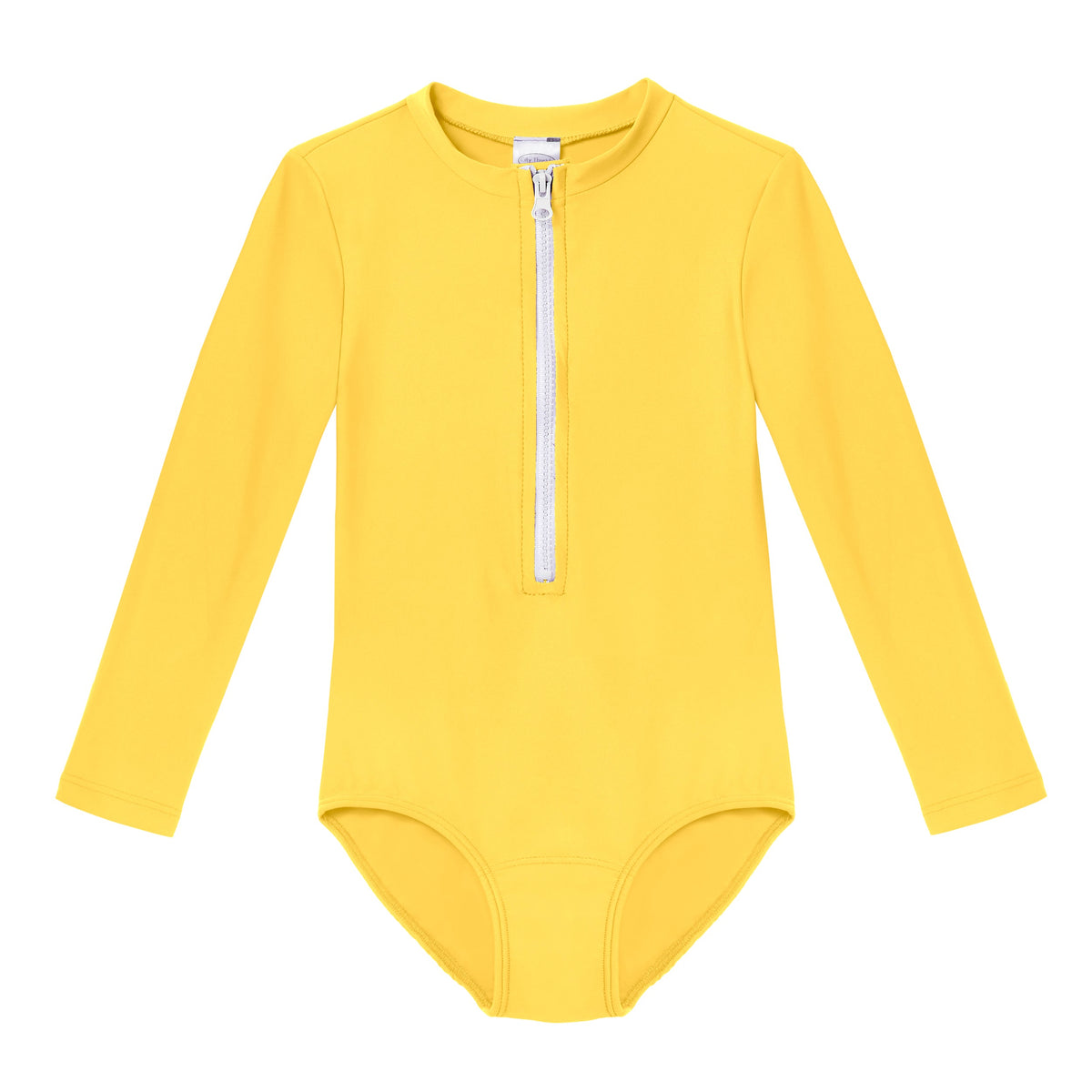 Girls UPF 50+ One-Piece Long Sleeve Swimsuit | Yellow