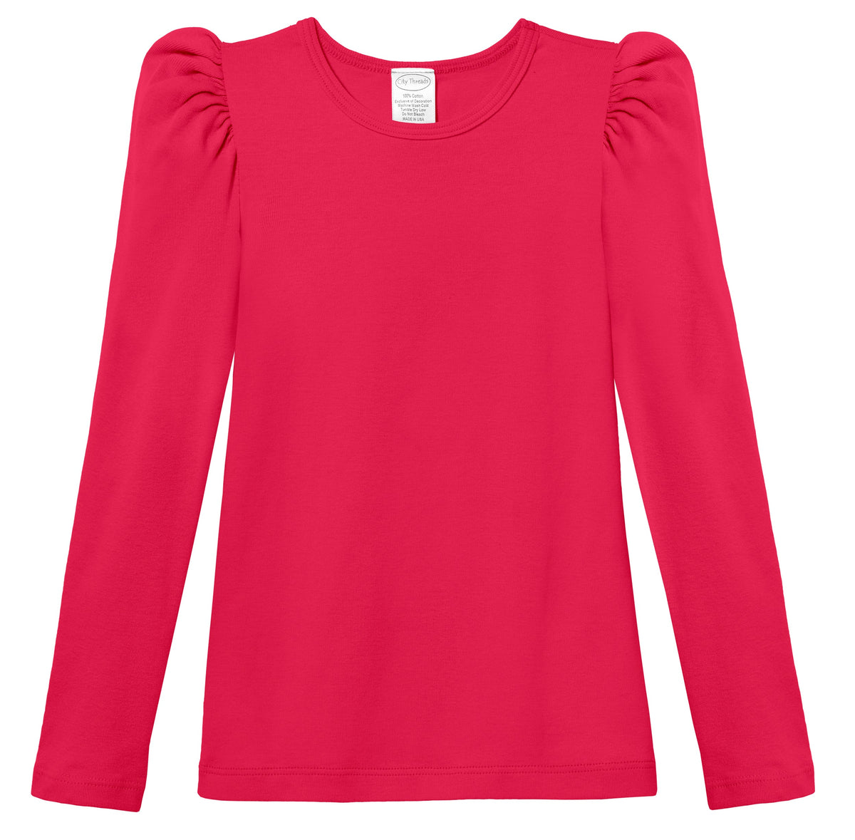 Girls Soft Cotton Puff Long Sleeve Tee | Candy Apple