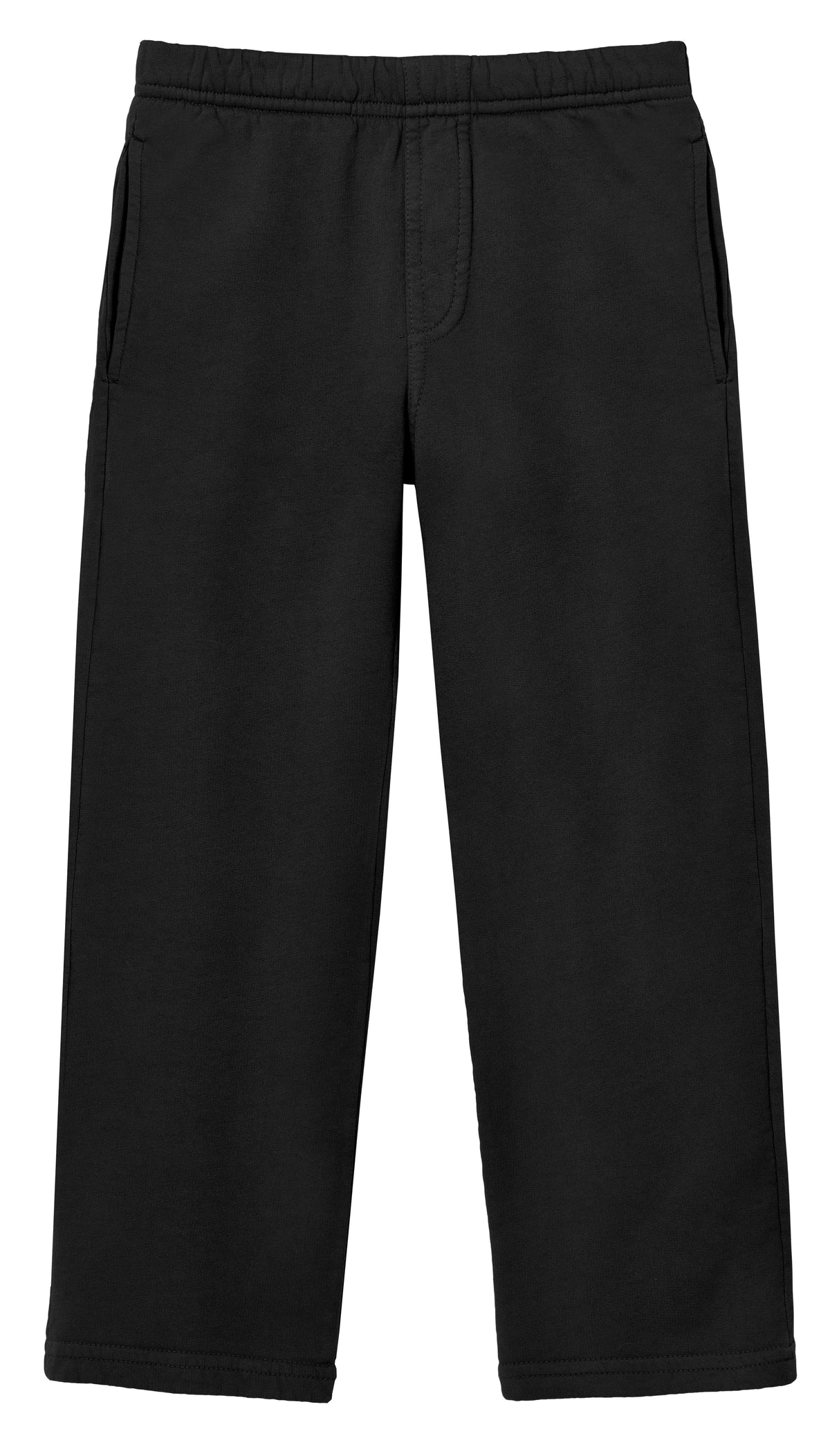 Boys Lightweight Soft Cotton Fleece Straight Leg Pocket Pant | Black