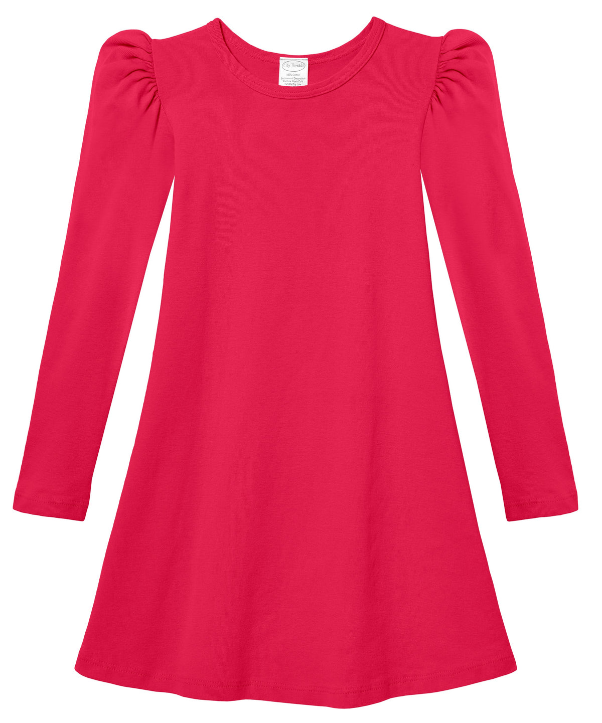 Girls Soft Cotton Puff Long Sleeve Dress | Candy Apple