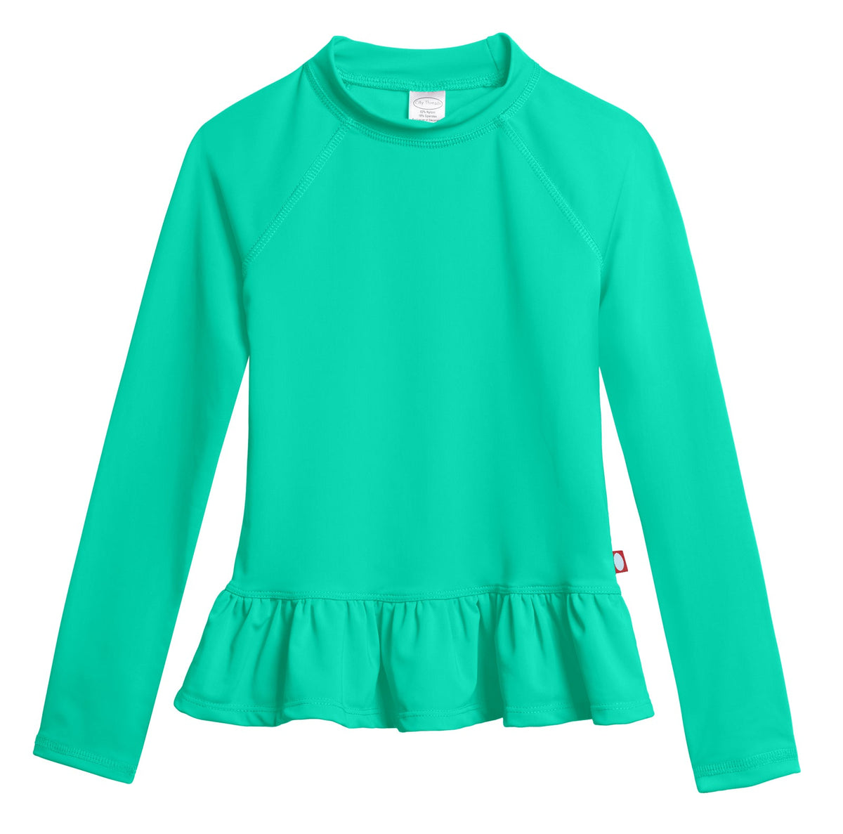 Girls UPF 50+ Peplum Long Sleeve Rashguard | Aqua