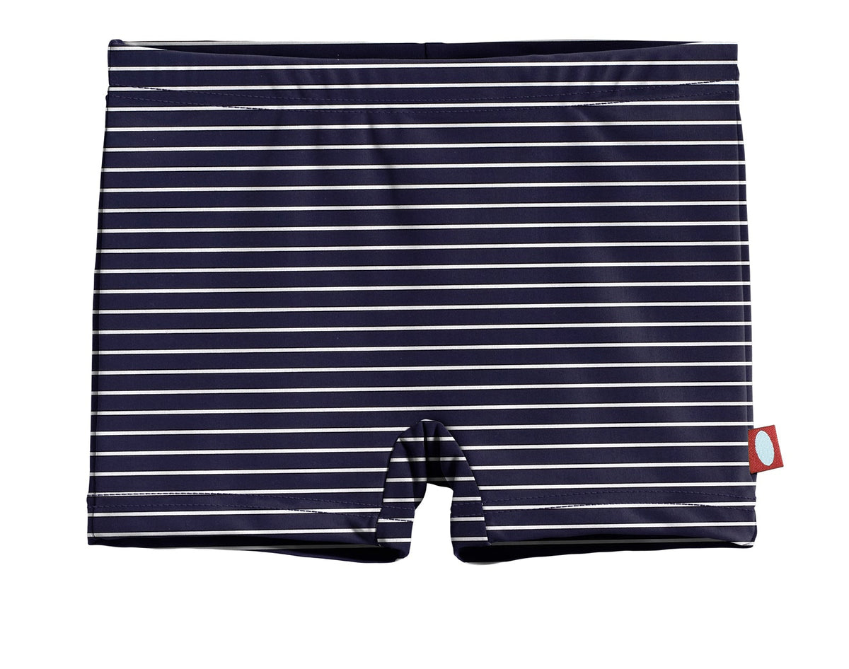 Girls UPF 50+ Printed Swim Boy Shorts | Marine Navy w- White Stripes