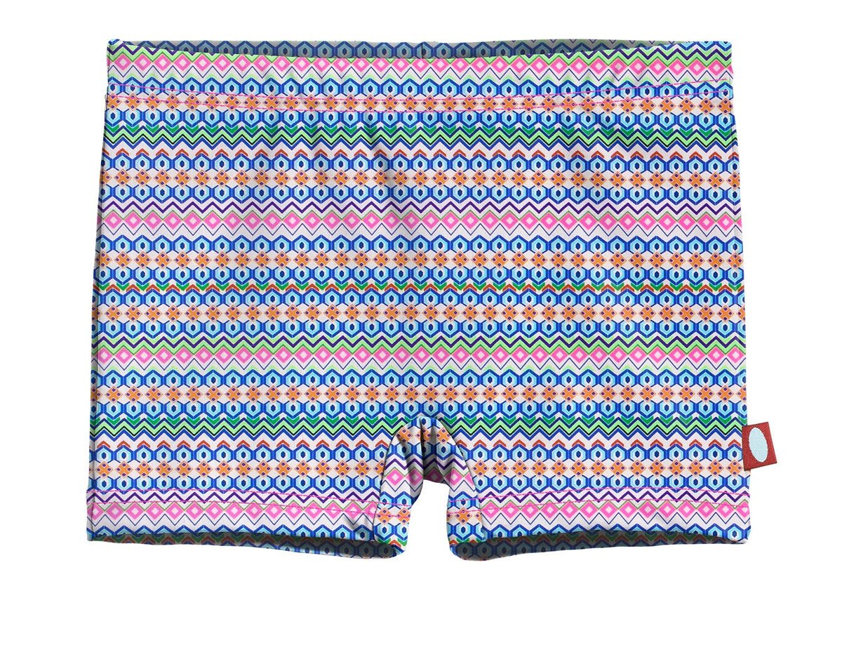 Girls UPF 50+ Printed Swim Boy Shorts | Fiesta Print