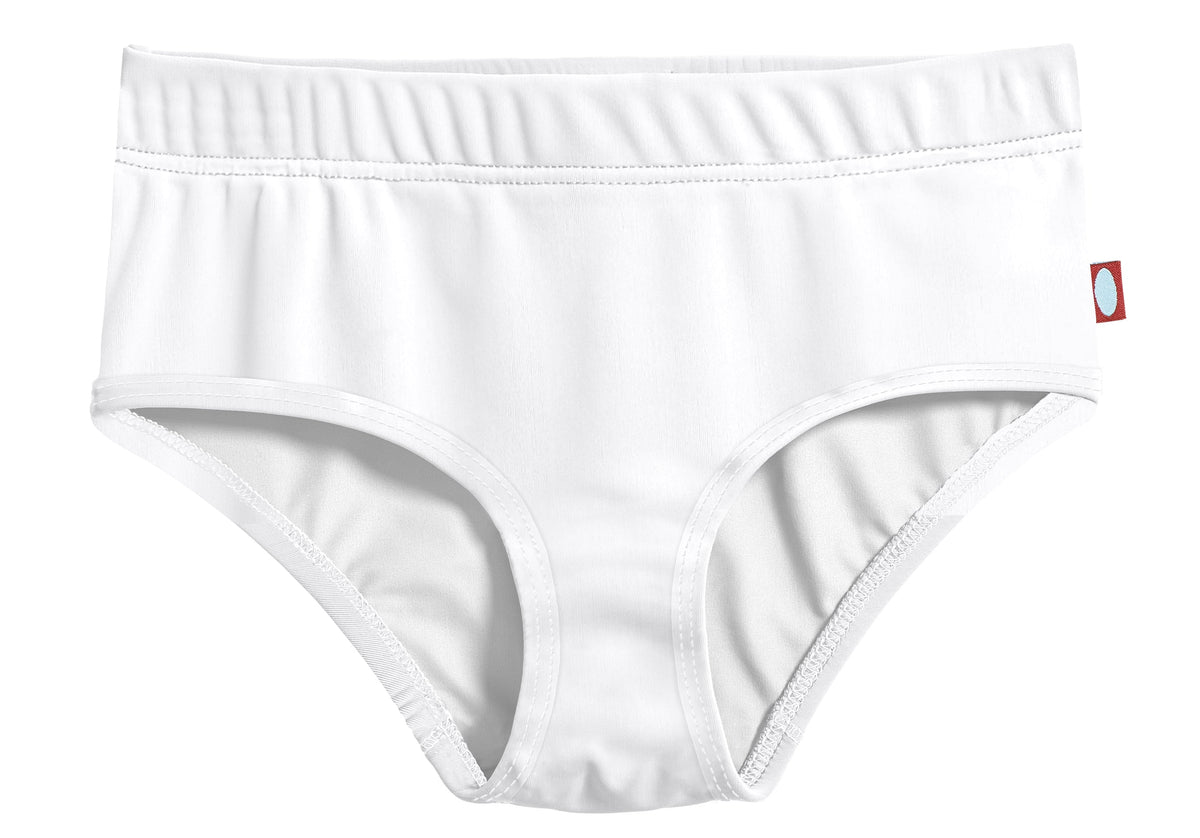 Girls UPF 50+ Lined High-Waisted Swim Briefs | White