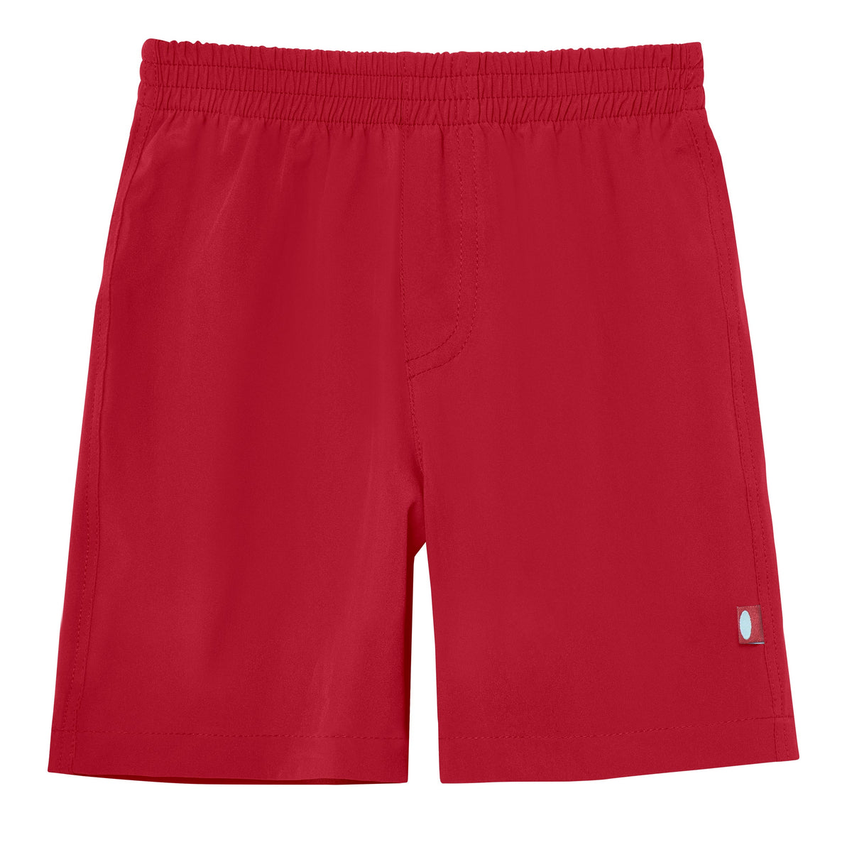 Boys UPF 50+ Soft Stretch Club Swim Trunks - Above The Knee Fit | Red
