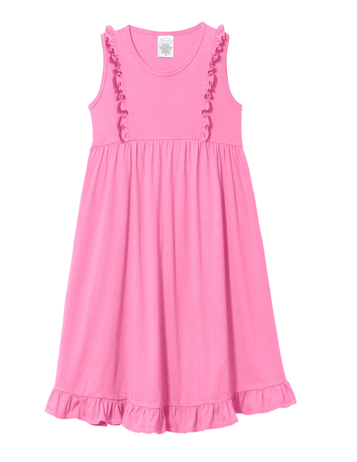 Girls Soft Cotton Jersey Flutter Tank Dress | Medium Pink
