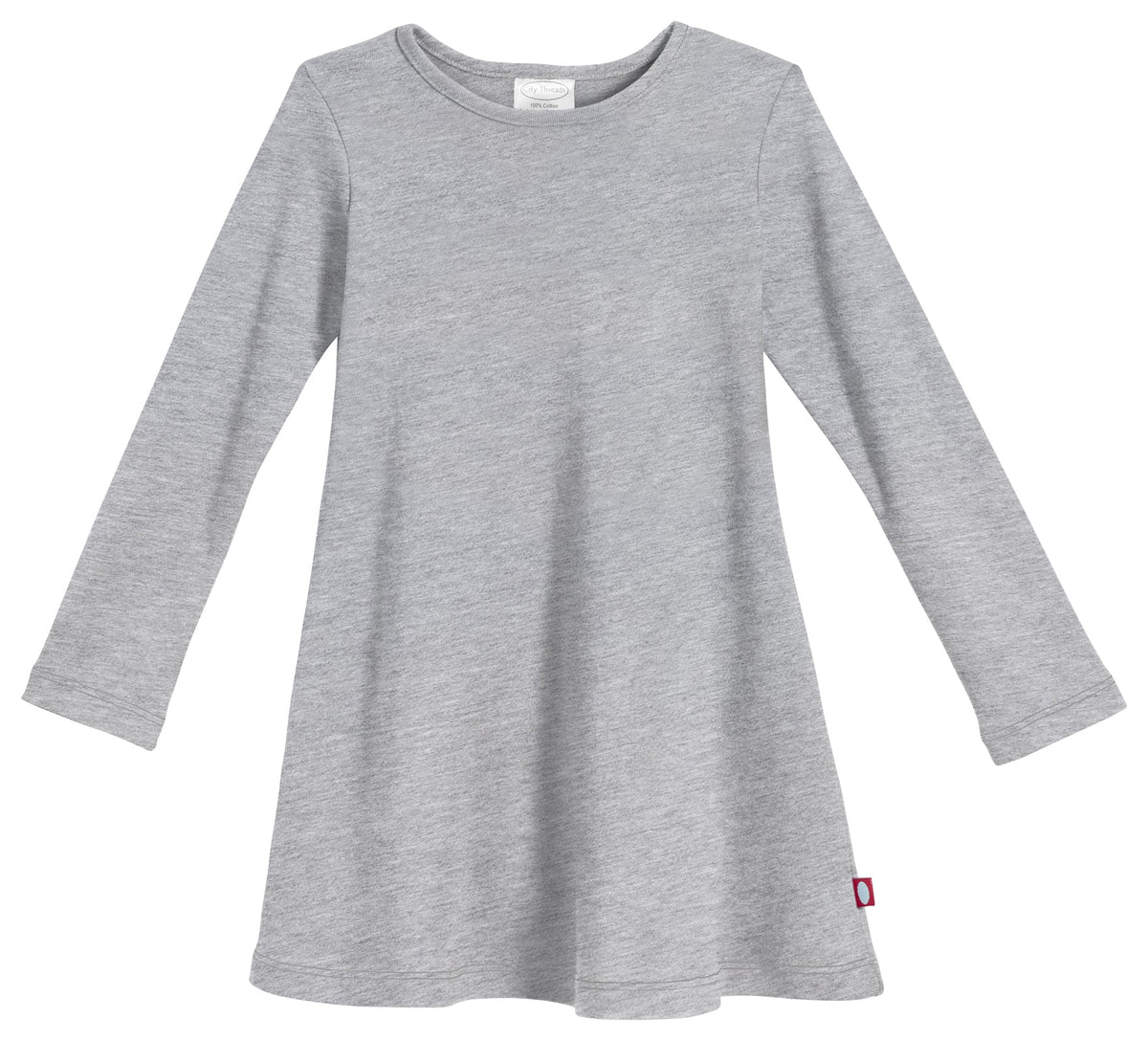 Girls Soft Cotton Long Sleeve Baby Rib Dress | Heather Gray