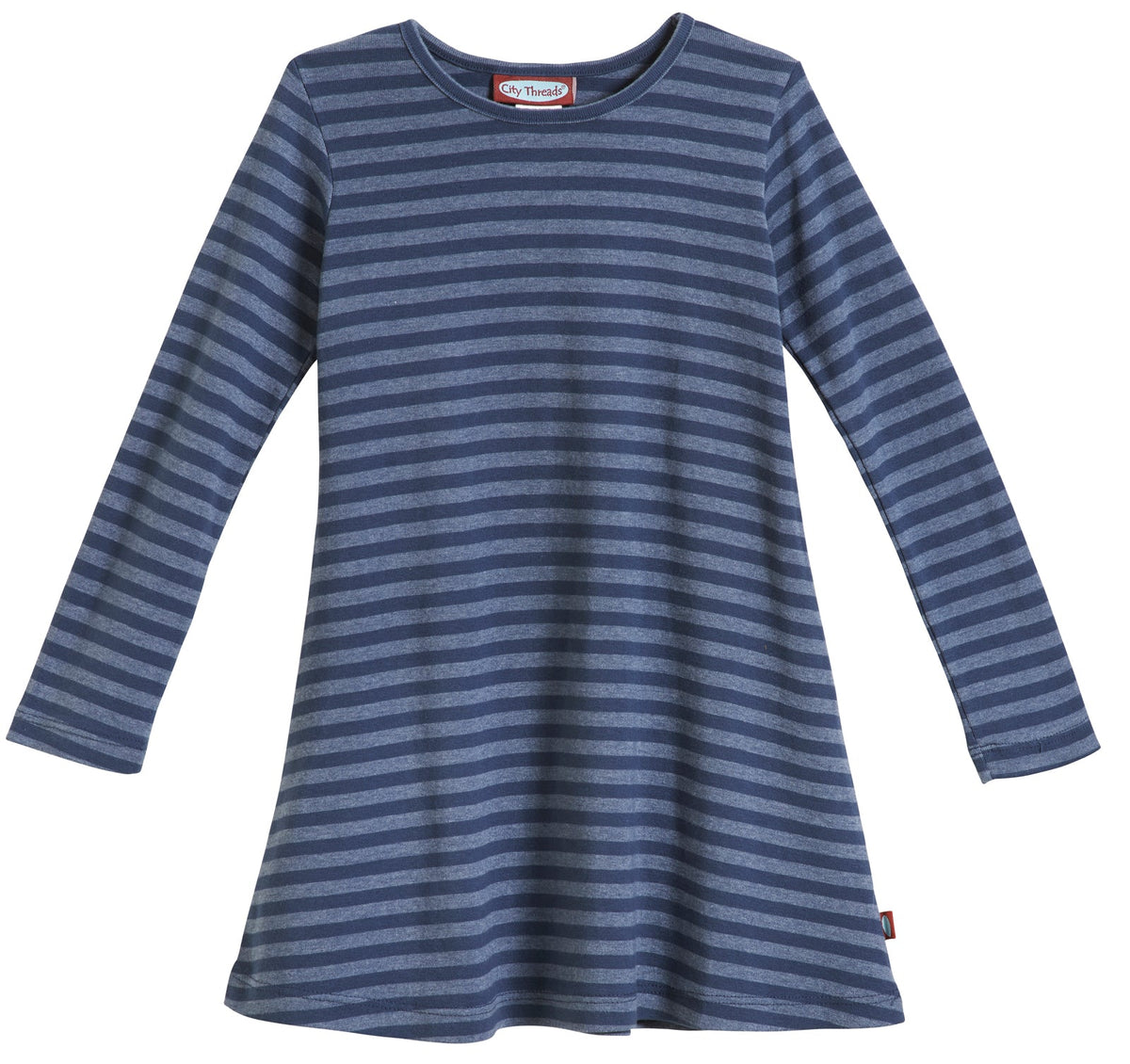 Girls Soft Stripe Long Sleeve Dress | Midnight