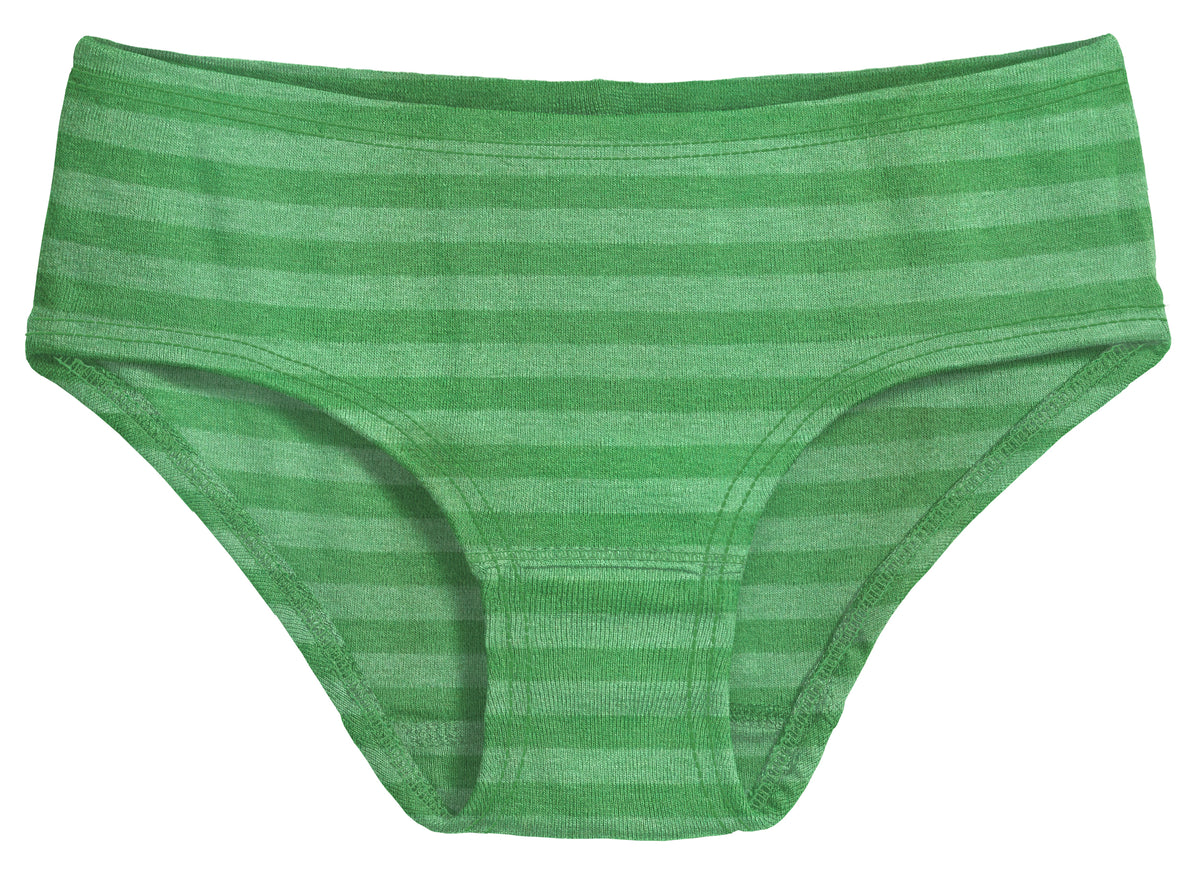 Girls Soft Stripe Brief | Elf Green