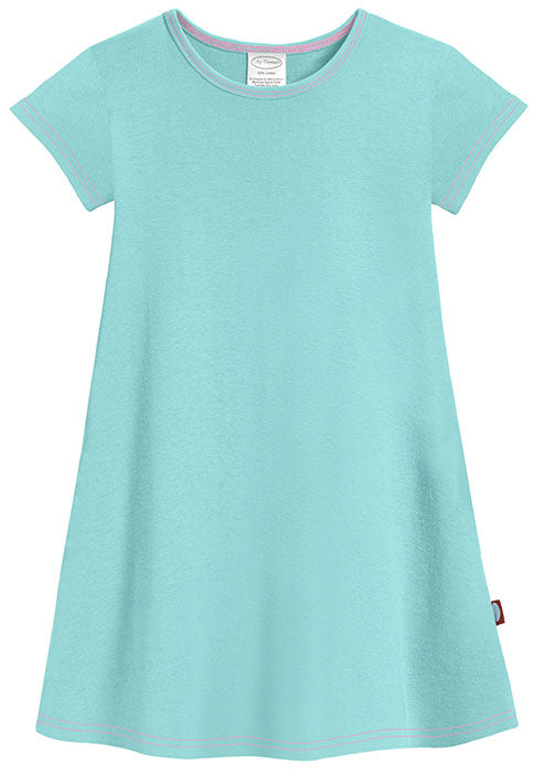 Girls Cotton Jersey Short Sleeve Dress | Wave - Super Comfy Kids Clothing, 100% Cotton, Sensory Friendly, USA Made - City Threads Girls Cotton Jersey Short Sleeve Dress | Wave - Super Comfy Kids Clothing, 100% Cotton, Sensory Friendly, USA Made - City Threads