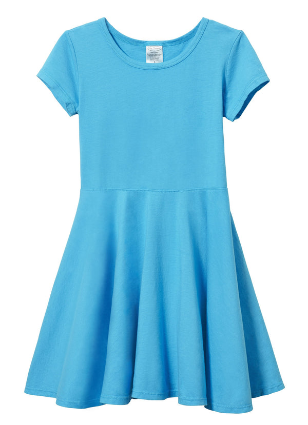 Girl's Twirly Short Sleeve Summer Party Dress 100% Cotton