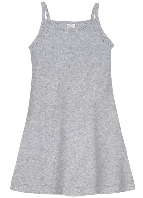 cotton spaghetti strap dress Girls Camisole Dress | Heather Gray - Super Comfy Kids Clothing, 100% Cotton, Sensory Friendly, USA Made
