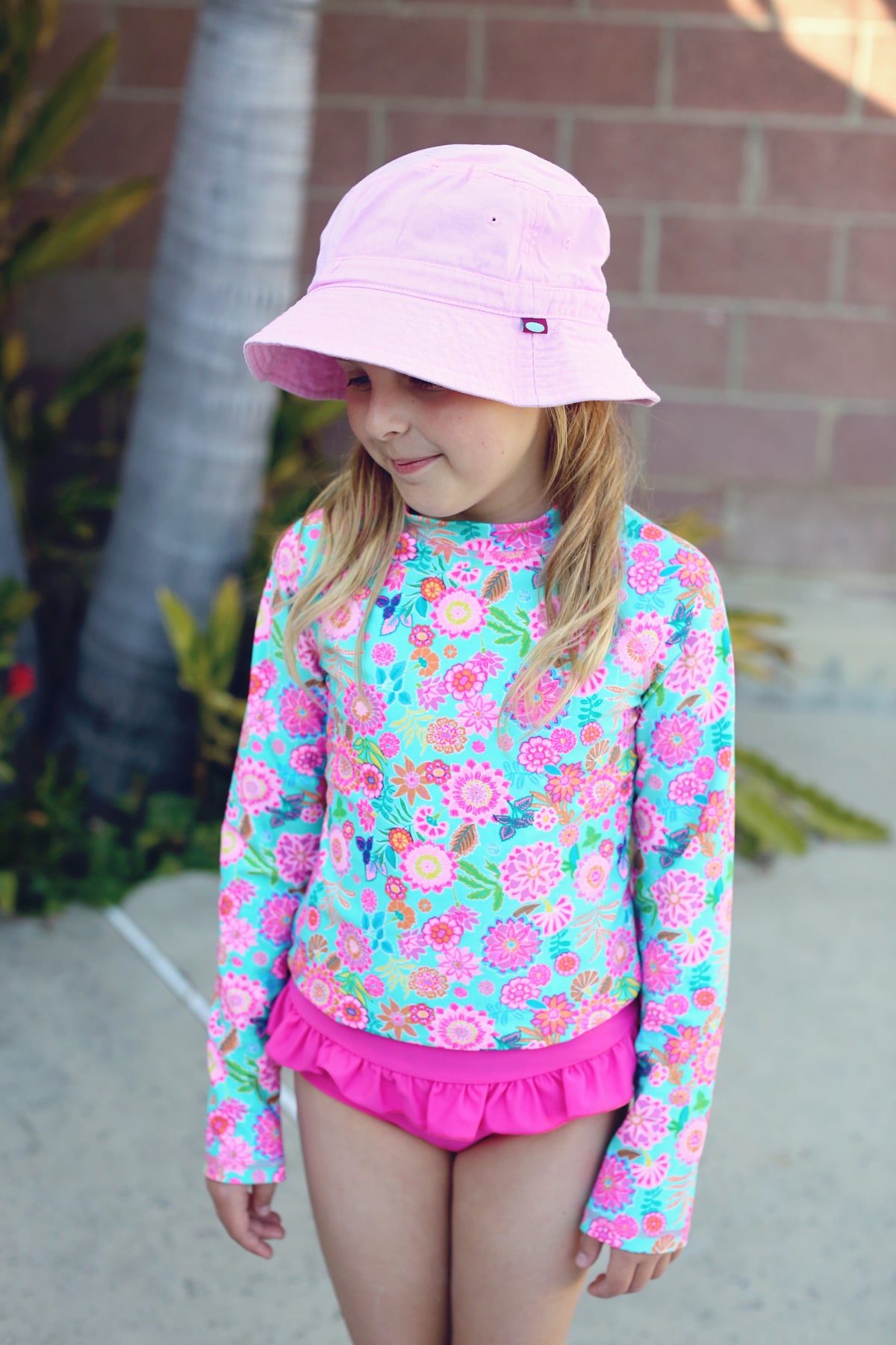 Boys and Girls 100% Cotton Twill UPF 50+ Wharf Hat | Pink (Dyed &amp; Finished in USA*)