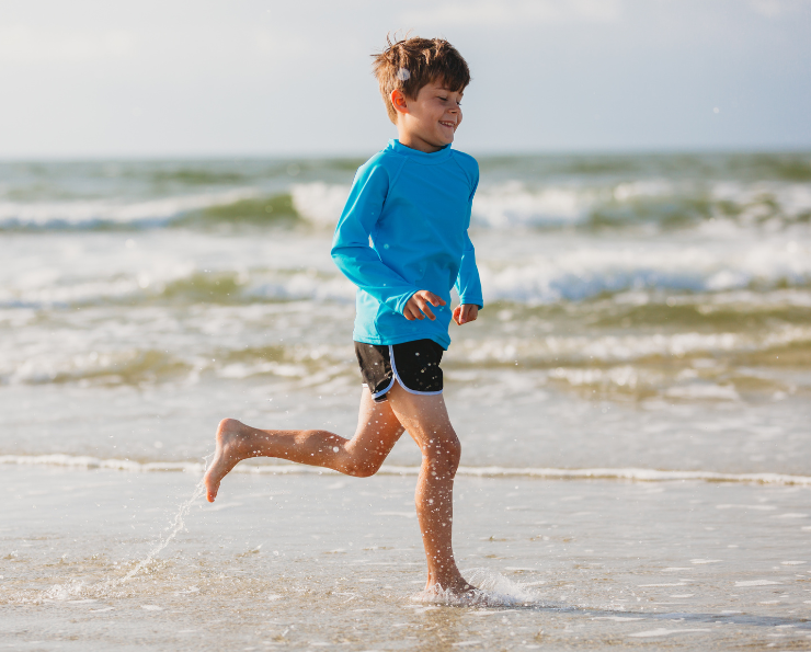 Boys UPF 50+ Classic Surf Style Boys Swim Shorts - Mid-Thigh Length