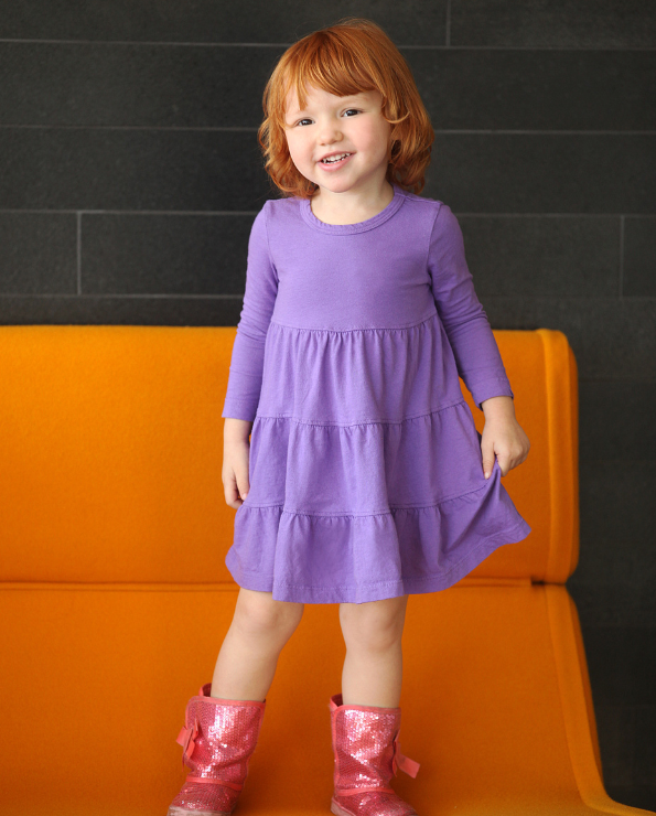 Girls Soft Cotton Jersey Long Sleeve Tiered Dress | Candy Apple