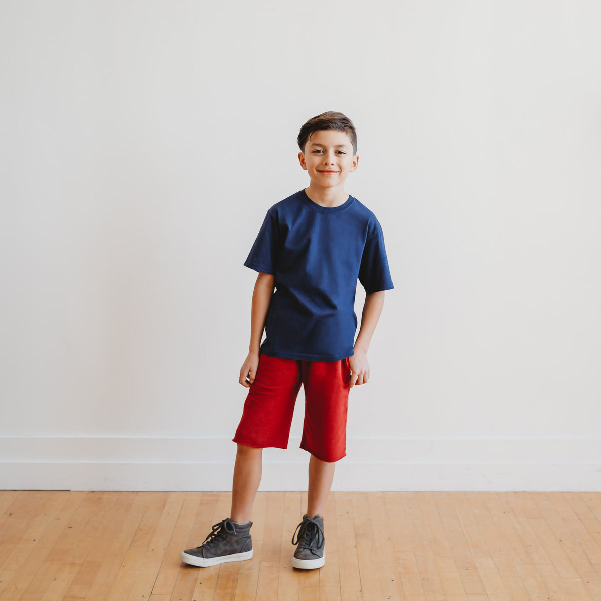 Boys Soft Organic Cotton Jersey Short Sleeve Crew Tee | Bright Light Blue