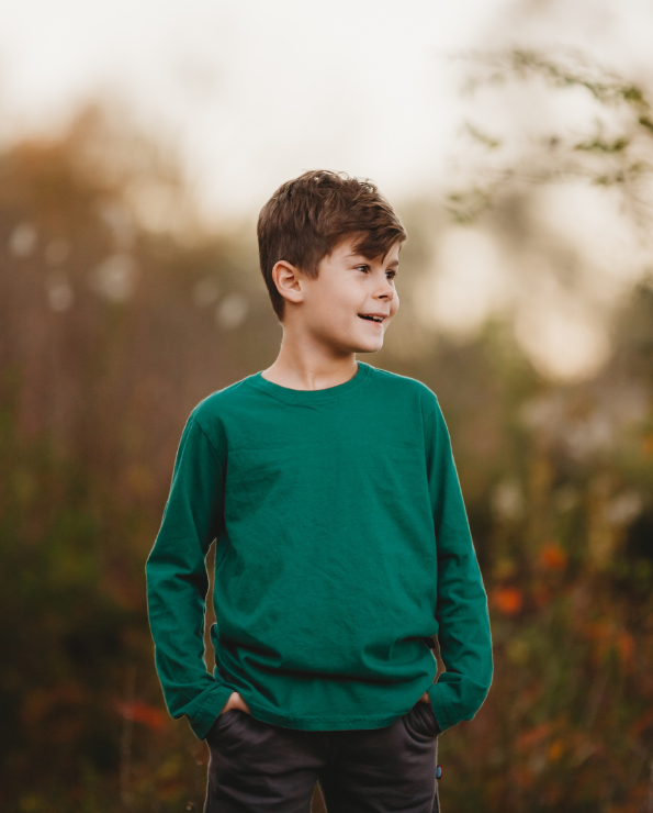 Boys Soft Cotton Jersey Long Sleeve Tee Crayon Blue City Threads USA