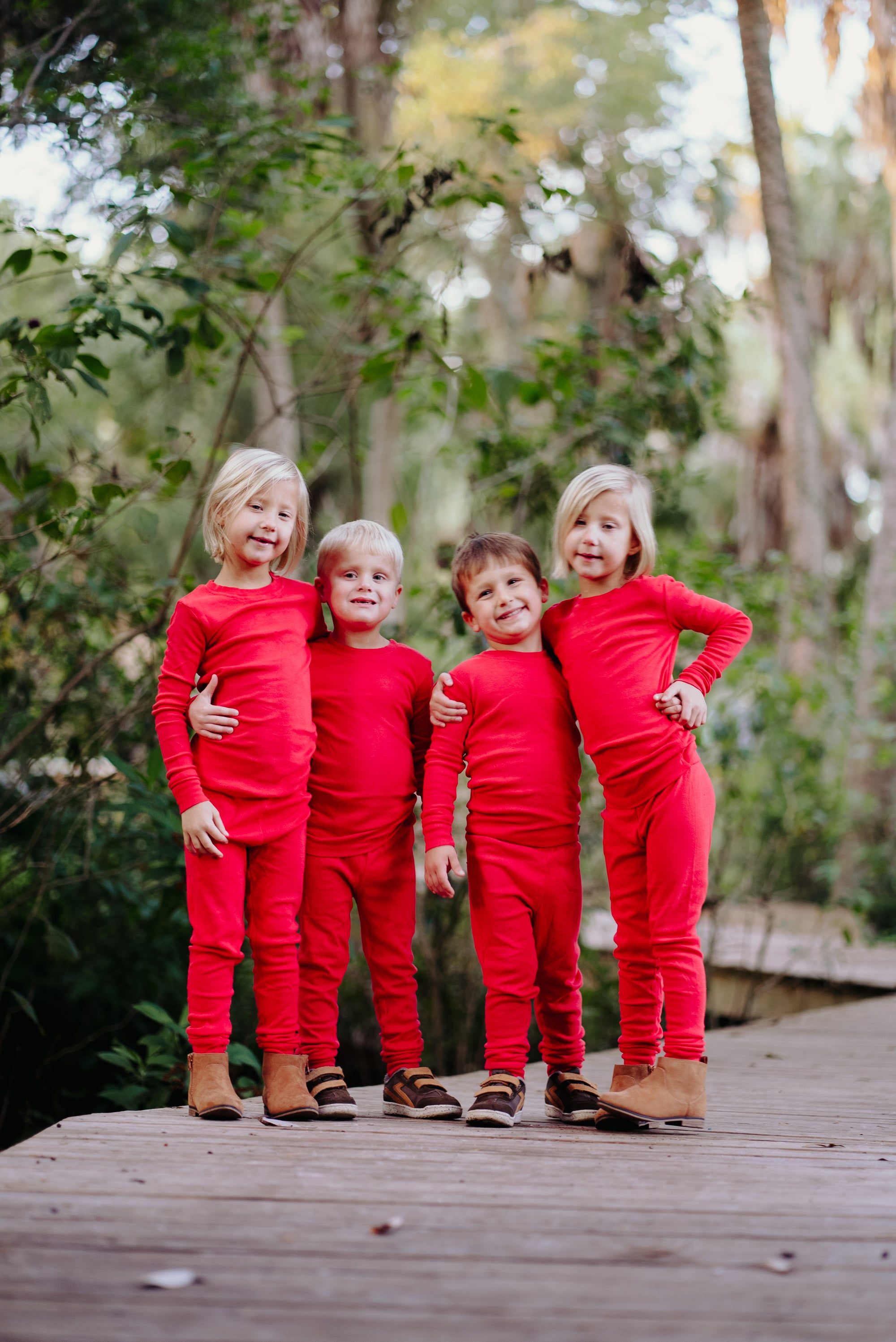 Children wearing Organic matching PJ's manufactured in LA by City Threads image