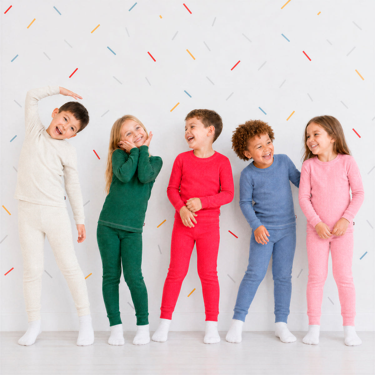 Boys Soft & Cozy Thermal 2-Piece Long Johns Cotton/Poly Blend | Sea w- Baby Blue Stitch