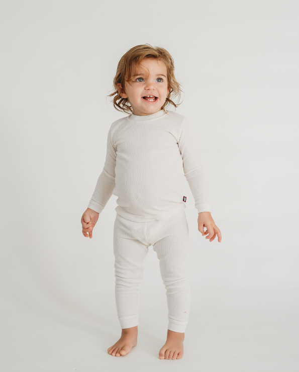 Boys Soft &amp; Cozy Thermal 2-Piece Long Johns | Candy Apple w- Baby Blue Stitch