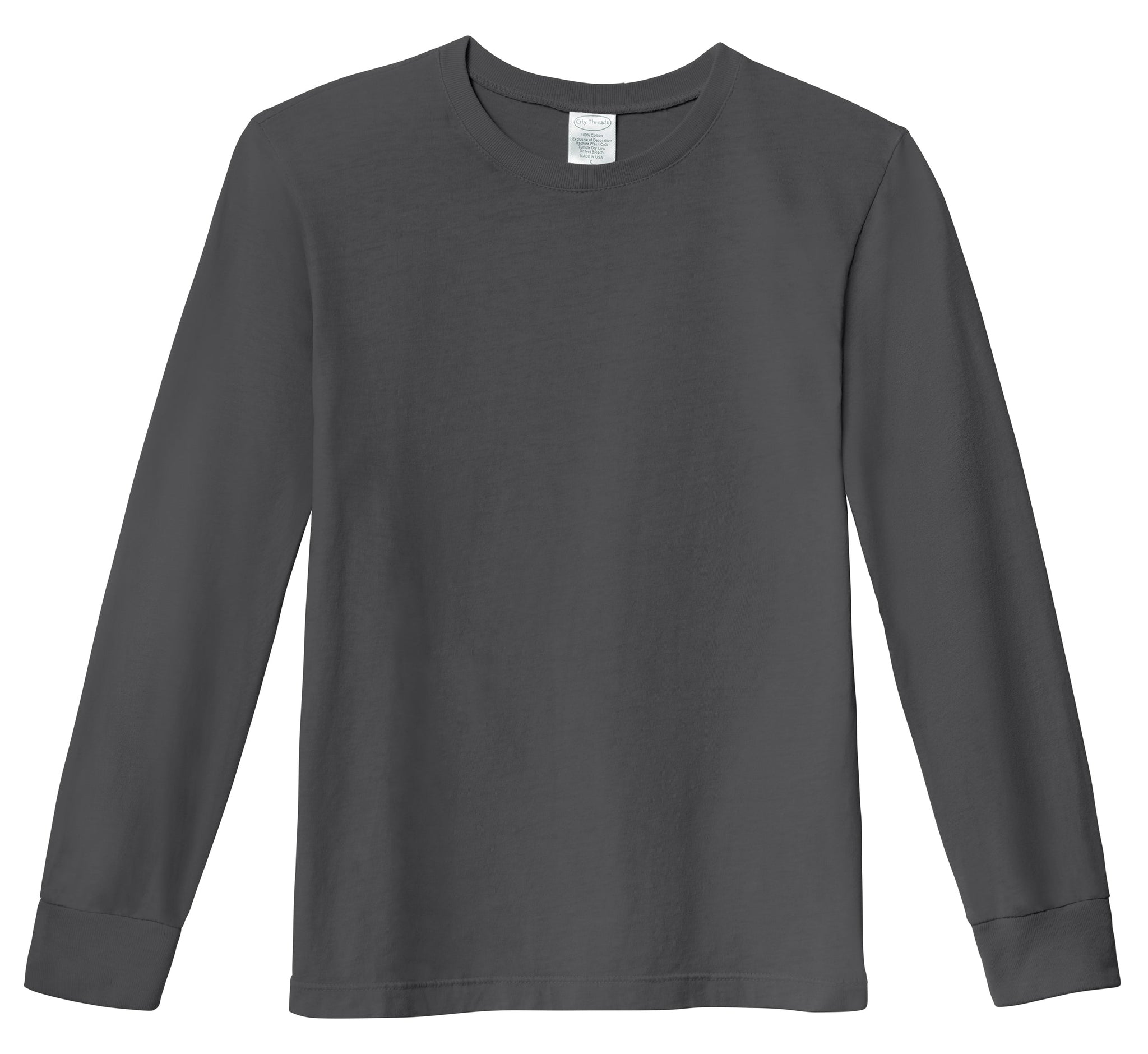 Gildan Heavy Cotton Long Sleeve T-Shirt - 100% Cotton, Regular Fit, Charcoal Grey, Large